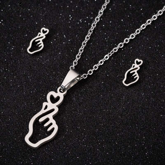 FIngerheart necklace + Earrings - SD-style-shop