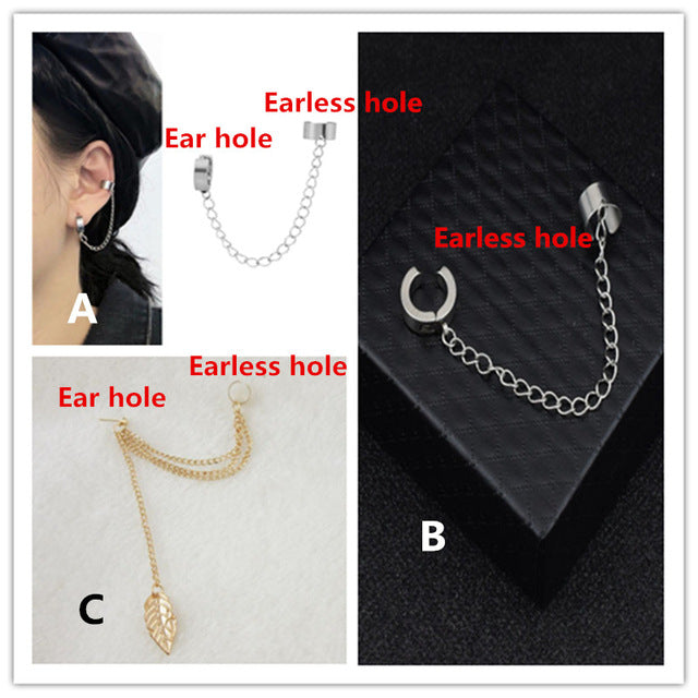 Kpop earring  with pendant and chain - SD-style-shop