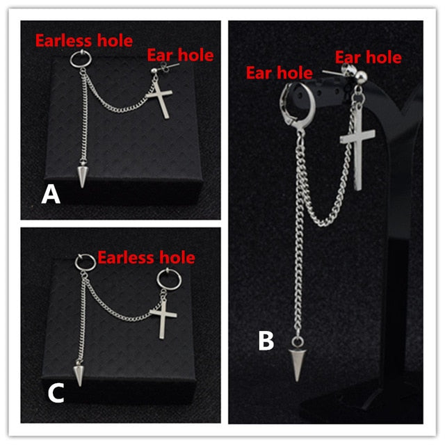 Kpop earring  with pendant and chain - SD-style-shop