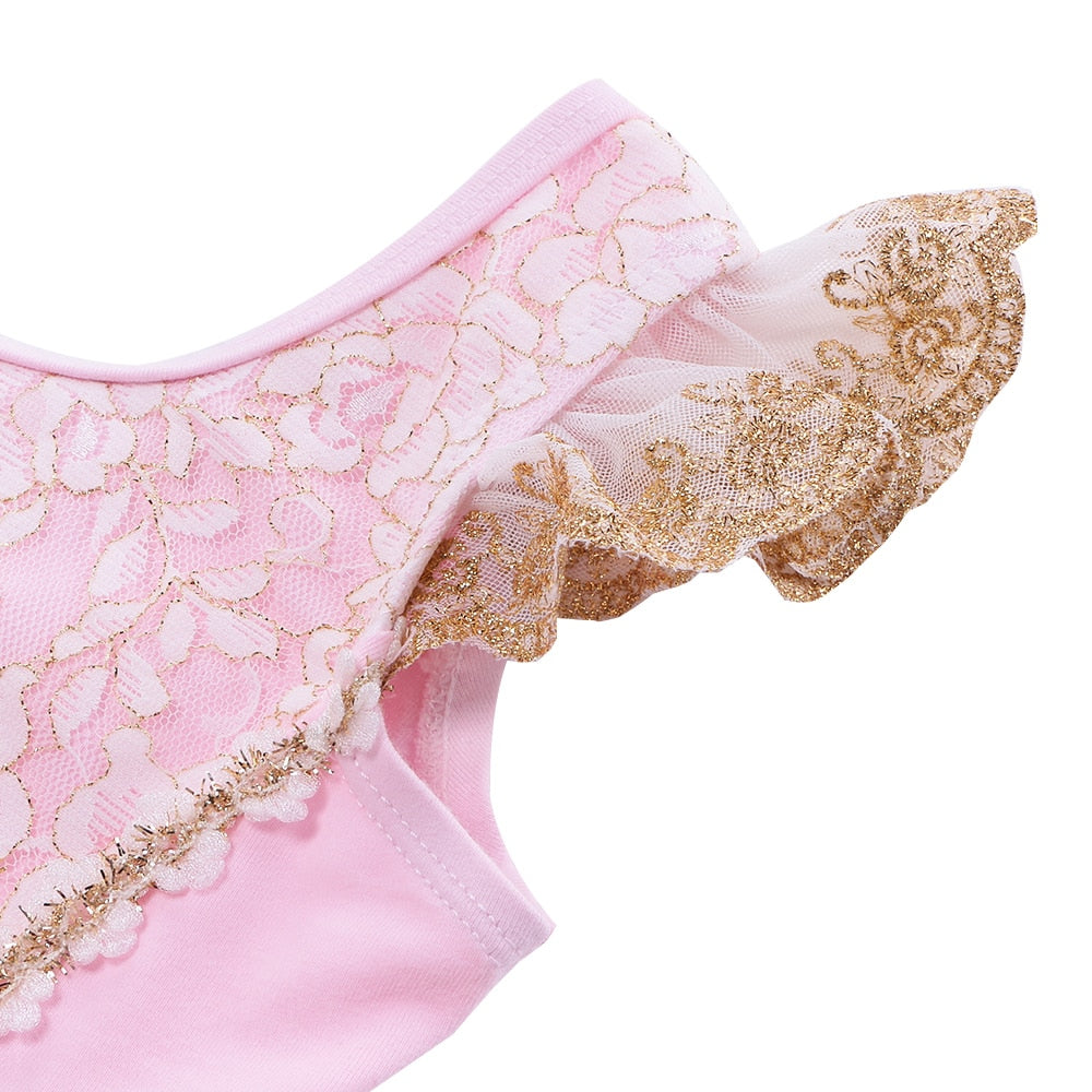 Pink and Gold Ballet leotard with tutu - SD-style-shop