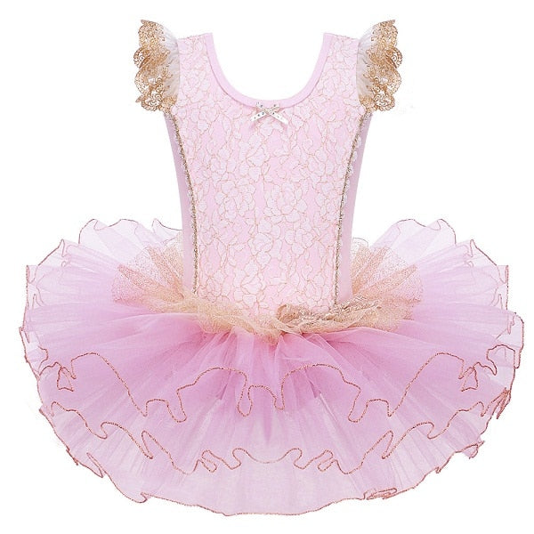 Pink and Gold Ballet leotard with tutu - SD-style-shop