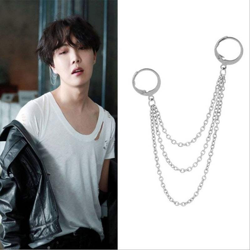 Kpop earring  with pendant and chain - SD-style-shop