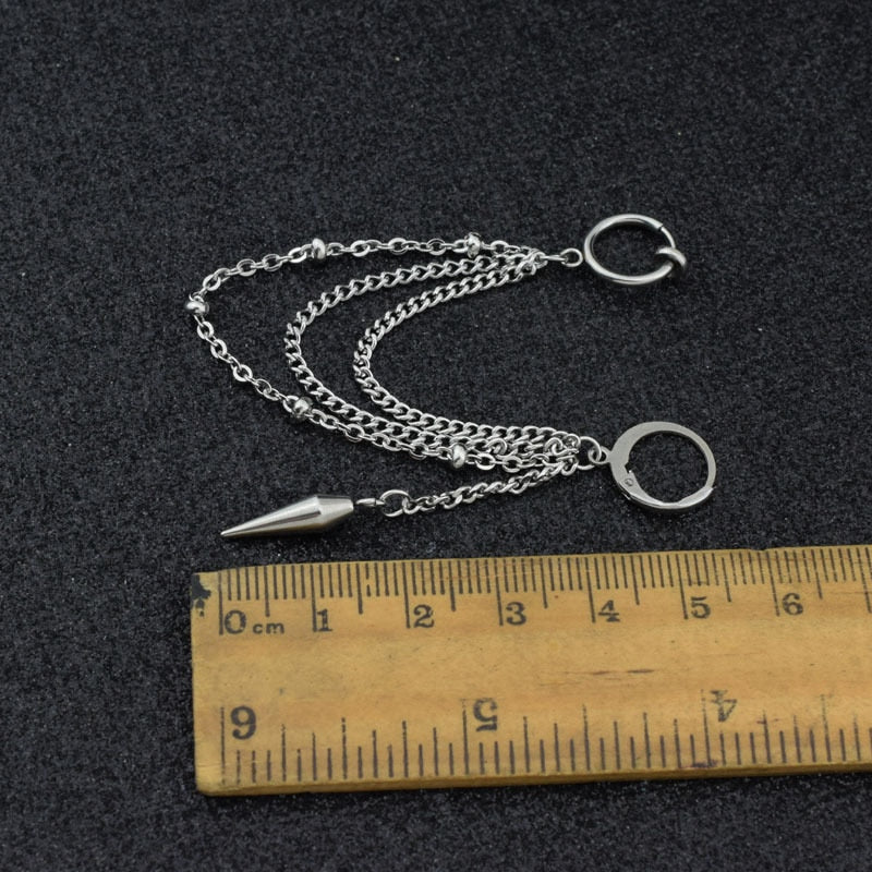 Kpop earring  with pendant and chain - SD-style-shop