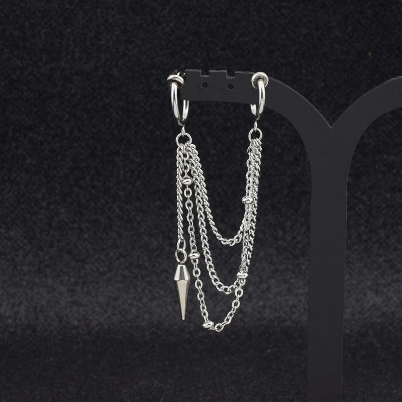 Kpop earring  with pendant and chain - SD-style-shop