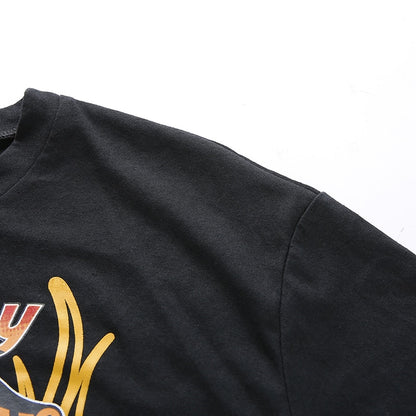 Cropped Rock T-shirt with Chains - Black - SD-style-shop
