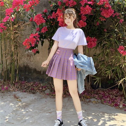 Purple Mini Pleated Skirt - SD-style-shop