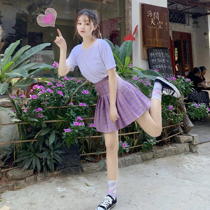 Purple Mini Pleated Skirt - SD-style-shop