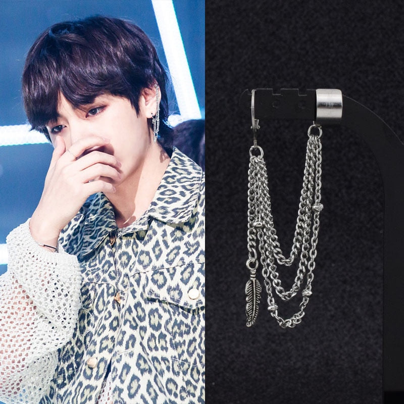 Kpop earring  with pendant and chain - SD-style-shop