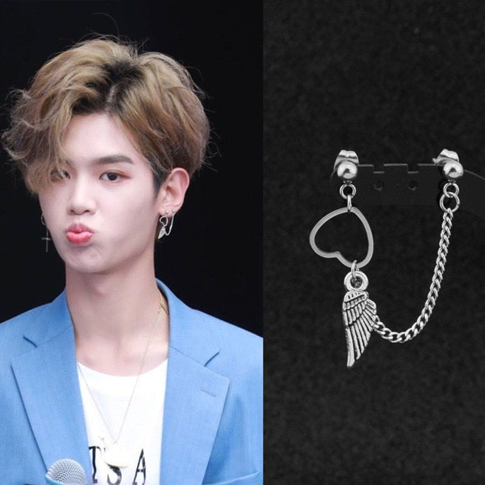 Kpop earring  with pendant and chain - SD-style-shop