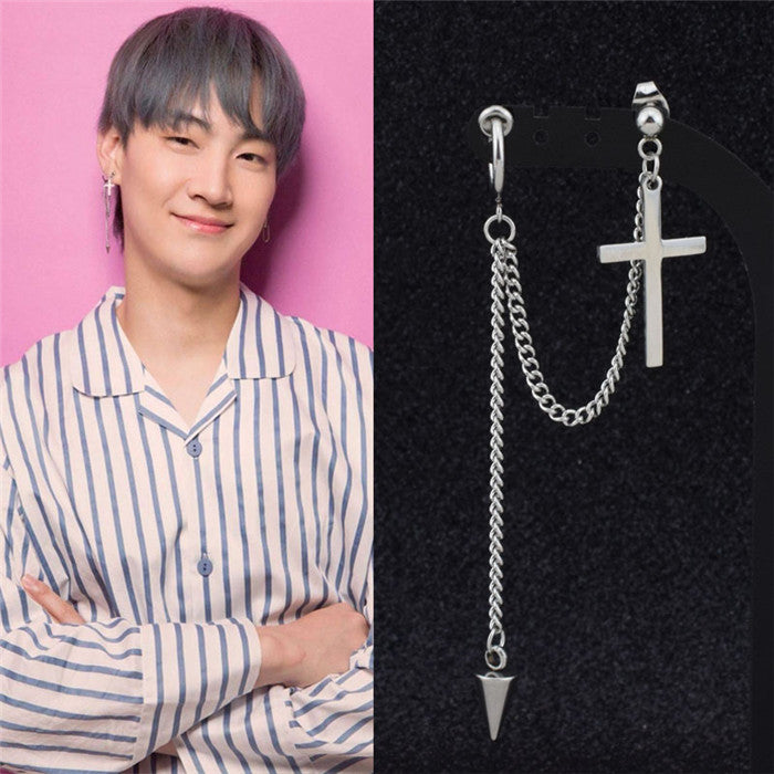 Kpop earring  with pendant and chain - SD-style-shop