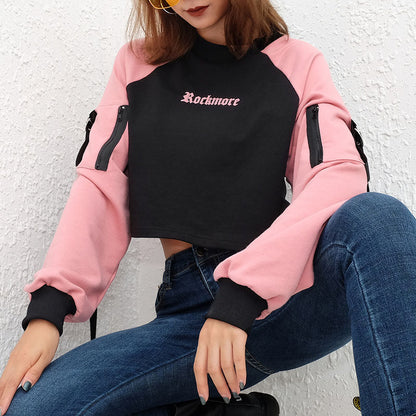 Black and Pink Cropped sweatshirt - SD-style-shop