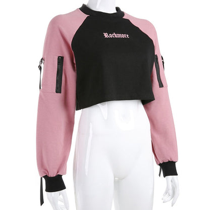 Black and Pink Cropped sweatshirt - SD-style-shop