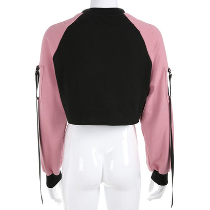 Black and Pink Cropped sweatshirt - SD-style-shop