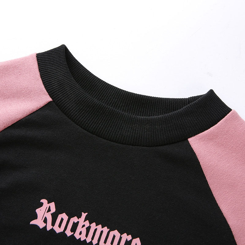 Black and Pink Cropped sweatshirt - SD-style-shop