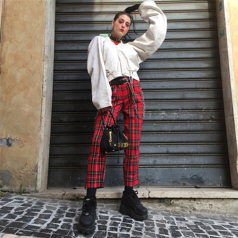 Red plaid Pants - SD-style-shop