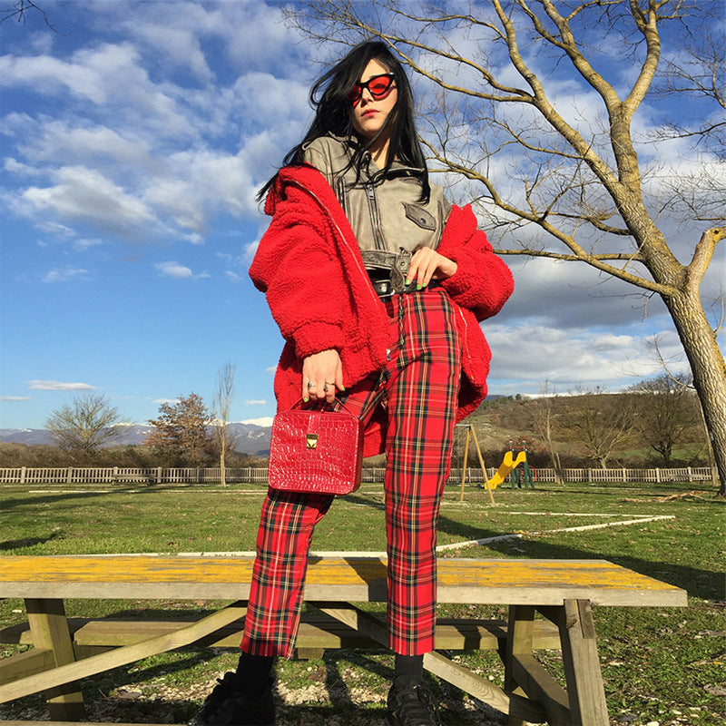 Red plaid Pants - SD-style-shop