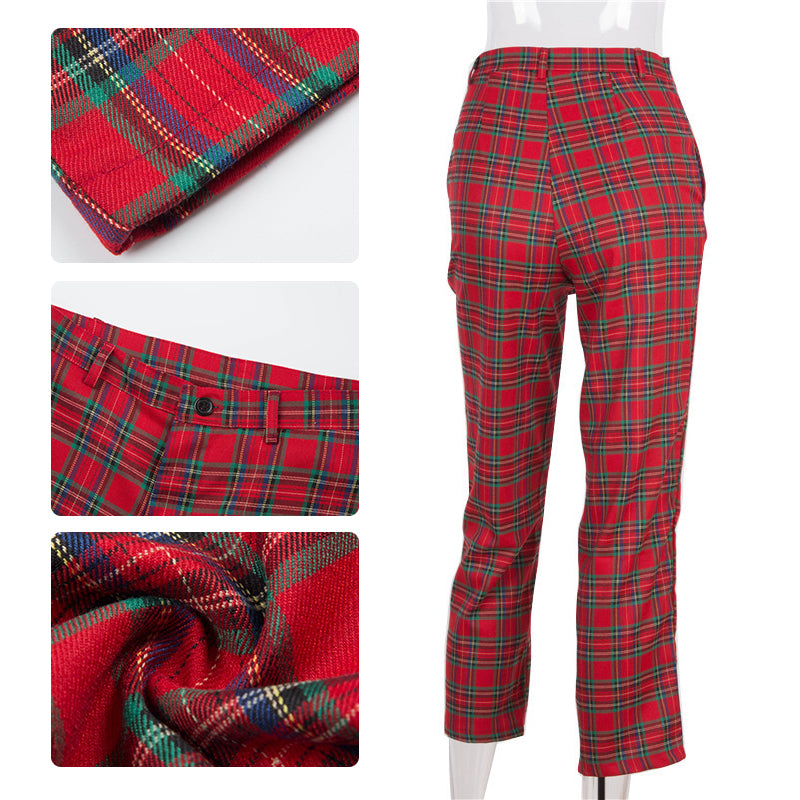 Red plaid Pants - SD-style-shop