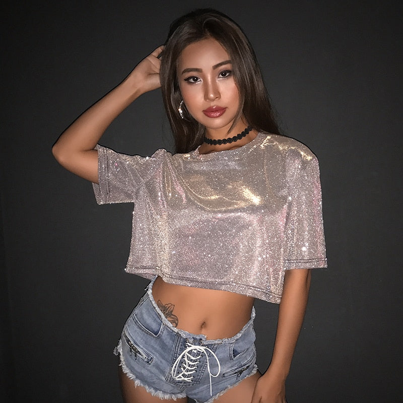 Shiny Loose Crop Top - SD-style-shop