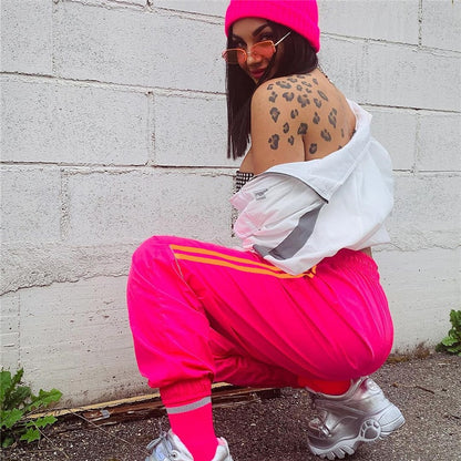 Pink Striped High Waist Sweatpants - SD-style-shop
