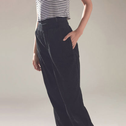 Black High Waist Corduroy Pants - SD-style-shop
