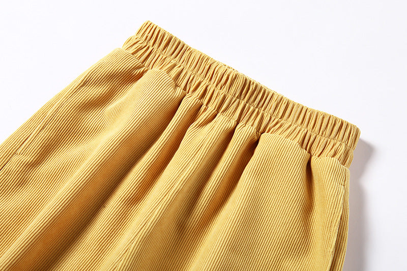 Yellow High Waist Corduroy Pants - SD-style-shop