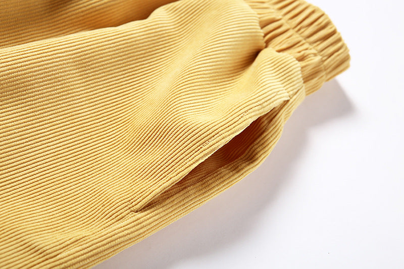 Yellow High Waist Corduroy Pants - SD-style-shop