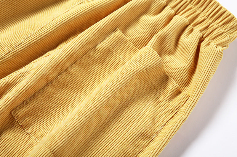 Yellow High Waist Corduroy Pants - SD-style-shop