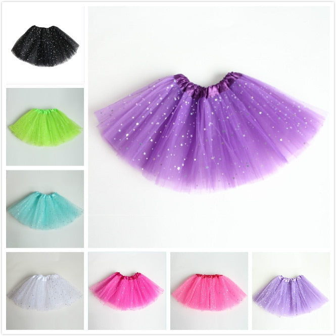 Tutu skirt with glitter stars for Kids Dance Pettiskirt Children - SD-style-shop