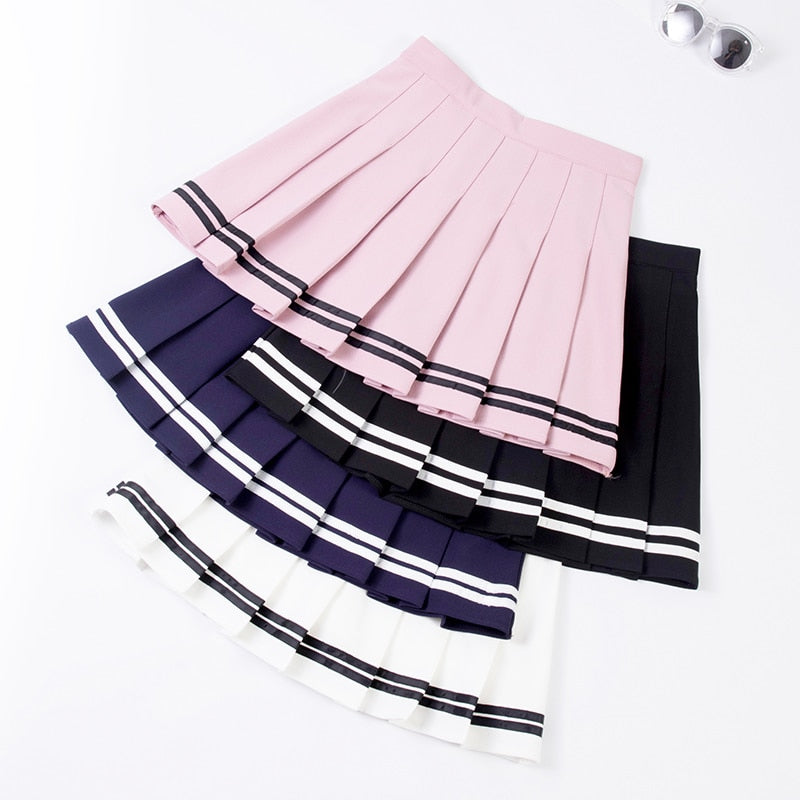 Sweet schoolgirl pleated skirt with stripes - SD-style-shop