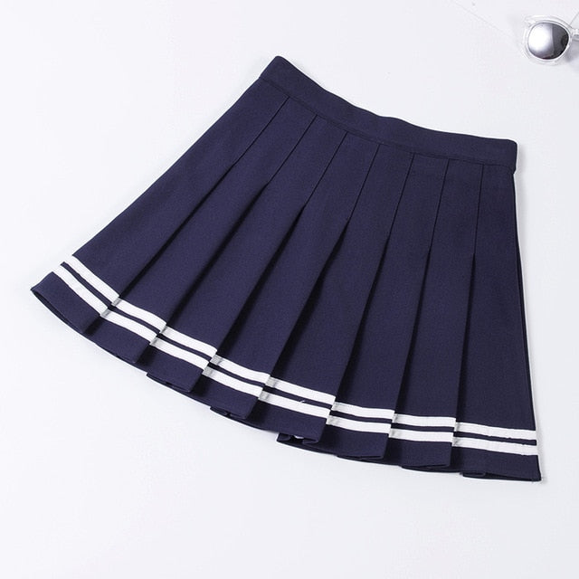 Sweet schoolgirl pleated skirt with stripes - SD-style-shop