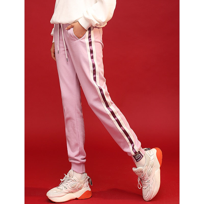 Light purple trackpants with white stripes - SD-style-shop