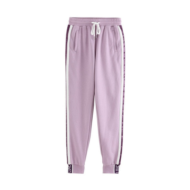 Light purple trackpants with white stripes - SD-style-shop