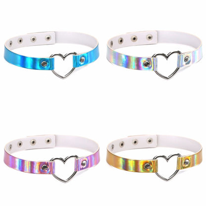 Metallic Heart choker necklace holographic - SD-style-shop