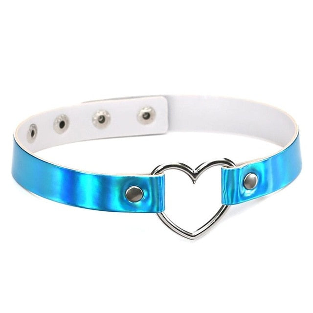 Metallic Heart choker necklace holographic - SD-style-shop