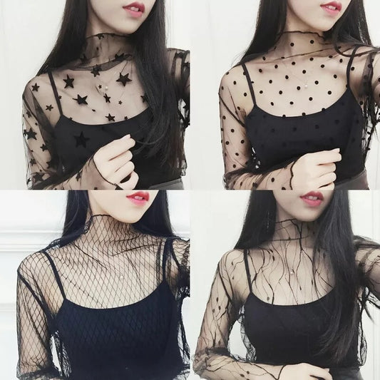 Harajuku Mesh Top Transparent net shirt - SD-style-shop