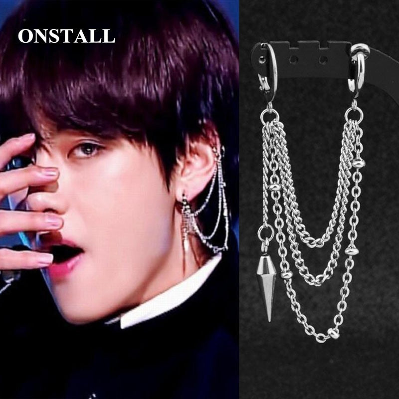 Kpop earring  with pendant and chain - SD-style-shop