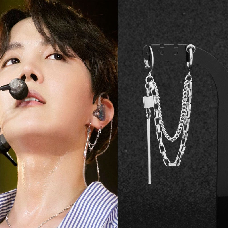 Kpop earring  with pendant and chain - SD-style-shop