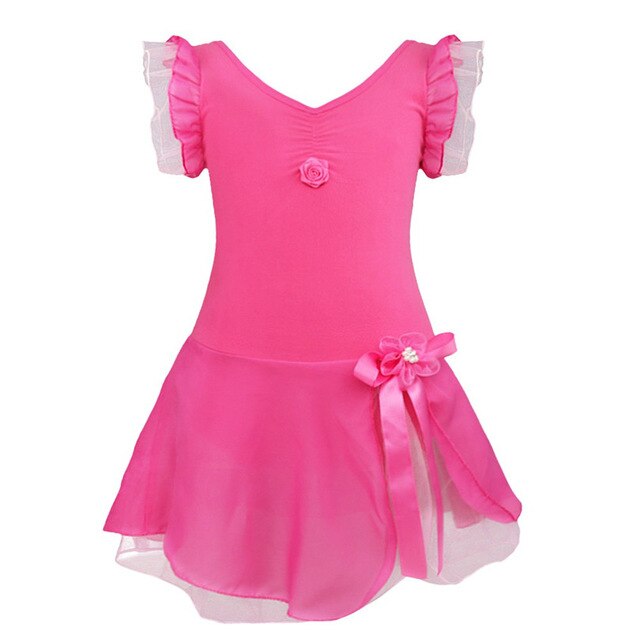 Girls Ballet Leotard with skirt Short Sleeve Kids Ballet Dance Dress Girls Dress Dancewear - SD-style-shop