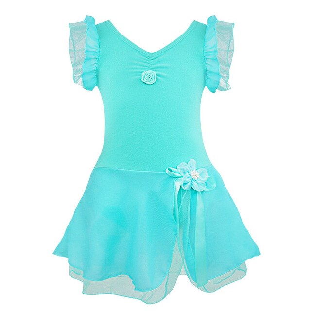 Girls Ballet Leotard with skirt Short Sleeve Kids Ballet Dance Dress Girls Dress Dancewear - SD-style-shop