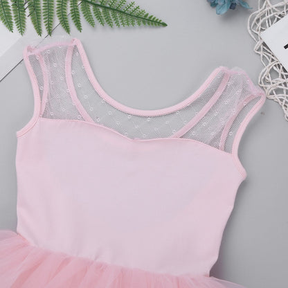 Girls Ballet tutu leotard with mesh top Mesh - SD-style-shop