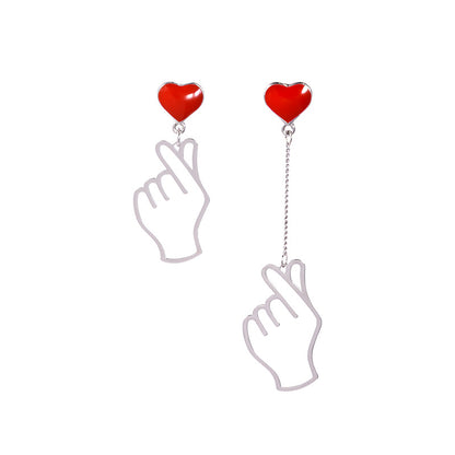 Asymmetric fingerheart Earrings - SD-style-shop