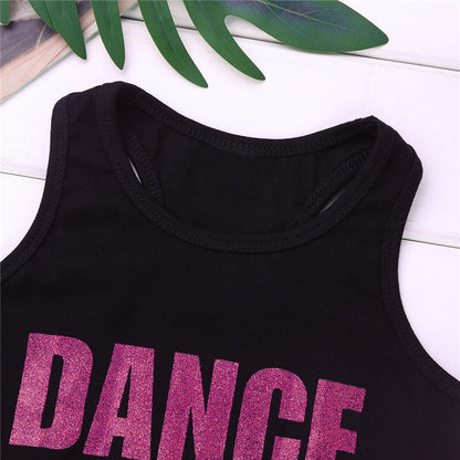 Girls Short Tanktop Shiny Letters DANCE - SD-style-shop