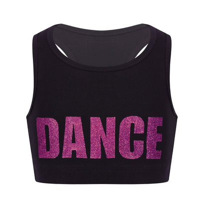 Girls Short Tanktop Shiny Letters DANCE - SD-style-shop