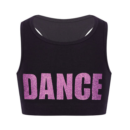 Girls Short Tanktop Shiny Letters DANCE - SD-style-shop